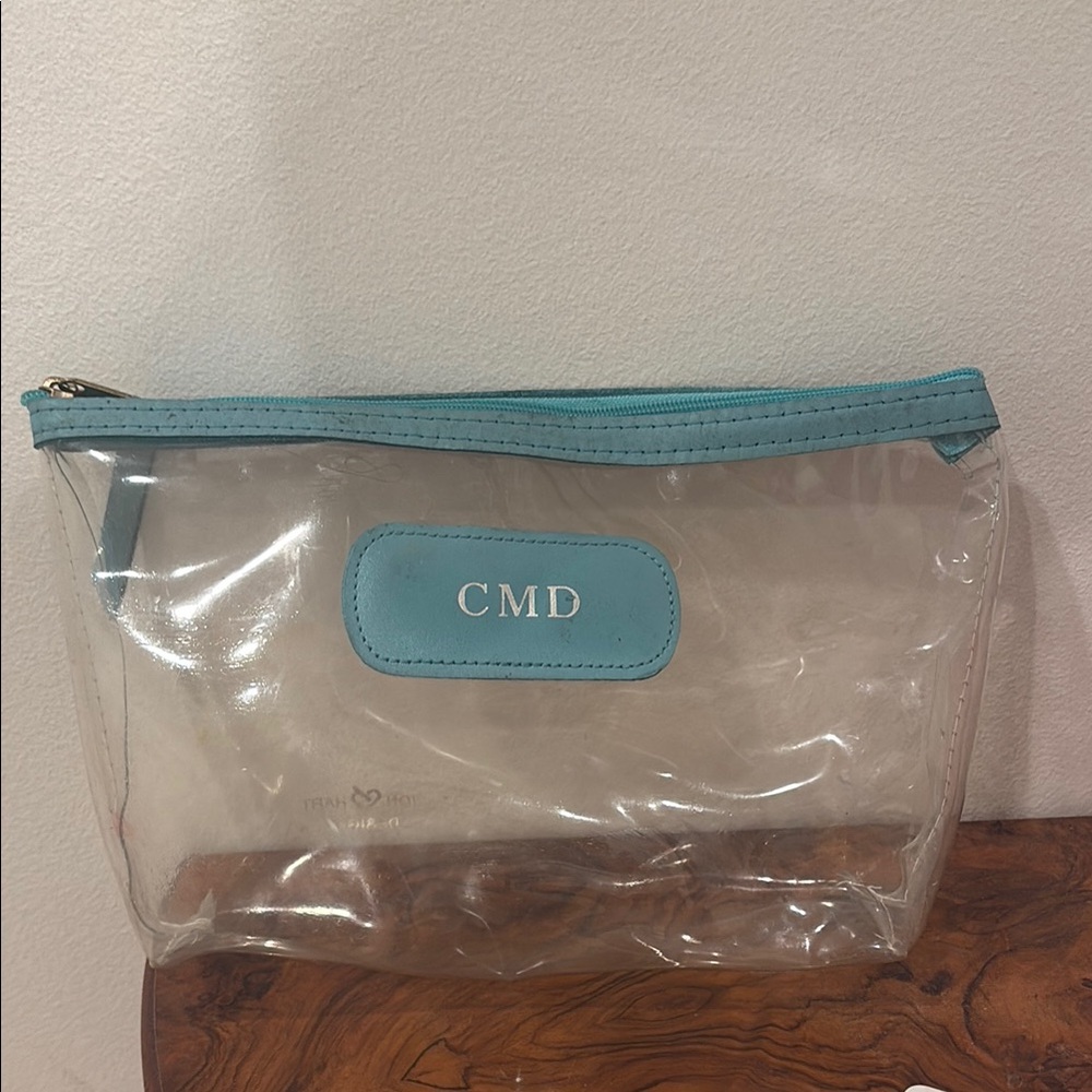 Jon Hart Design Clear Grande Cosmetic Bag with Caribbean Blue Trim